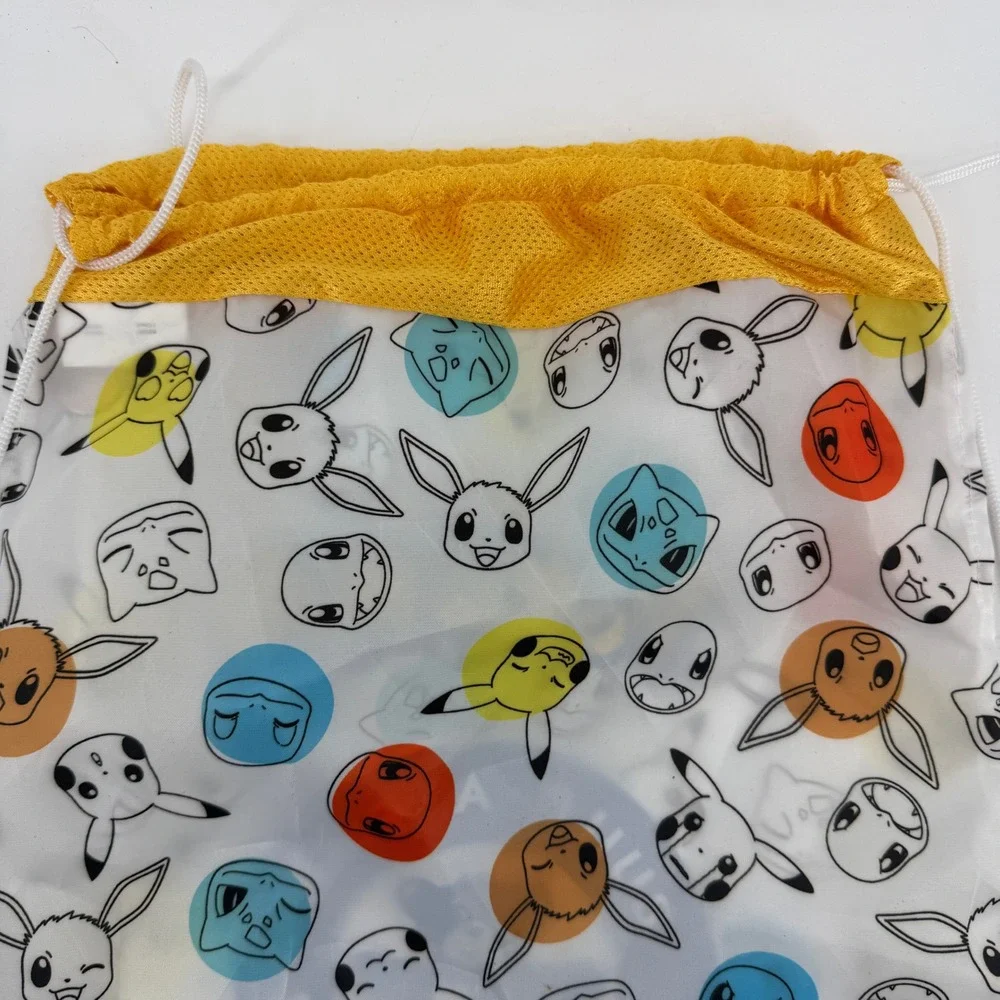 Build-A-Bear Pokemon Drawstring Bag Kids White Pikachu Eevee Cinch Sack
